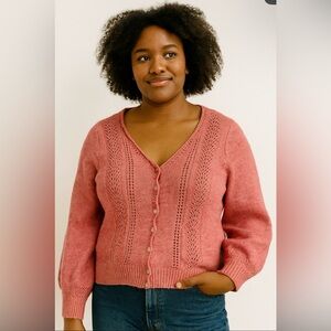 NWT‎ C&C California Wool Blend Pink Button Down Cardigan Size Large